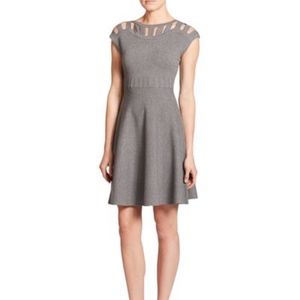 Milly Gray Cutout Fit-&-Flare Dress Sz S